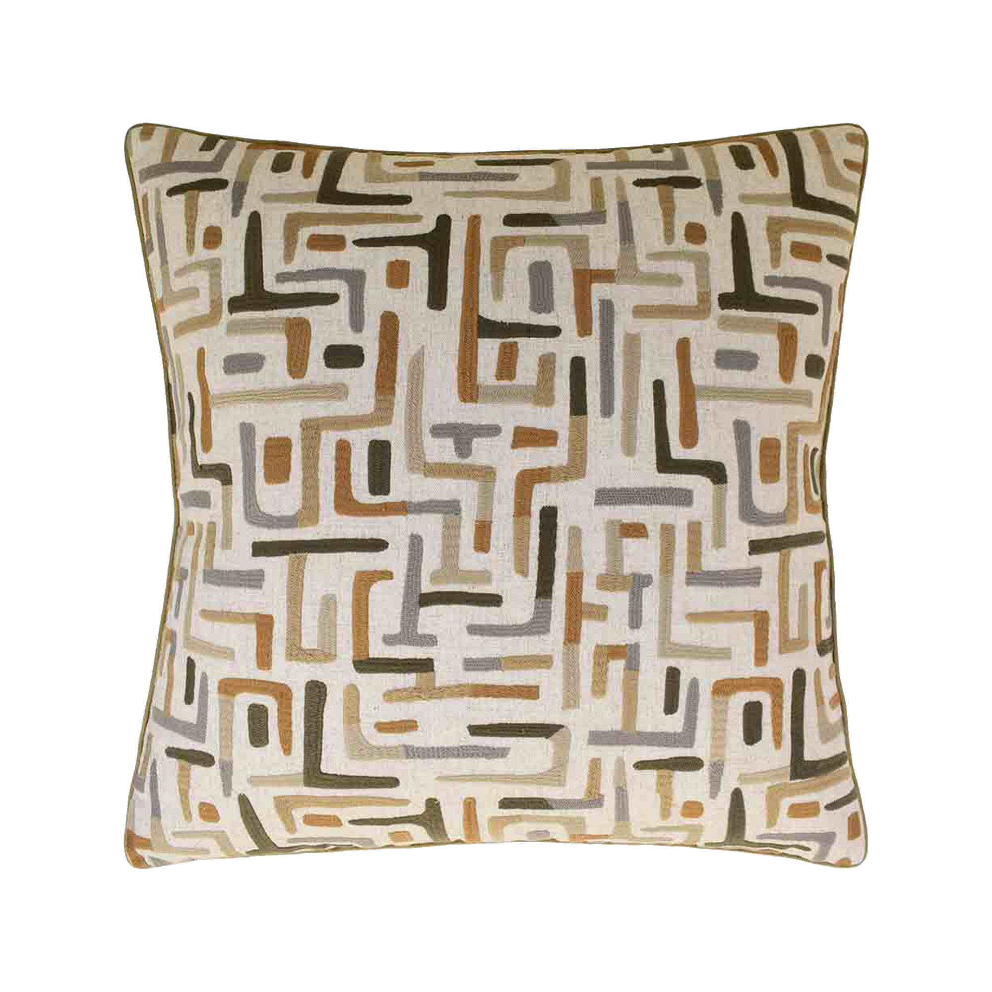 Drawing attention with intricate abstract design, the Varanasi Pillow features an interesting geometric maze pattern that captivates interest through its soft, rounded lines.