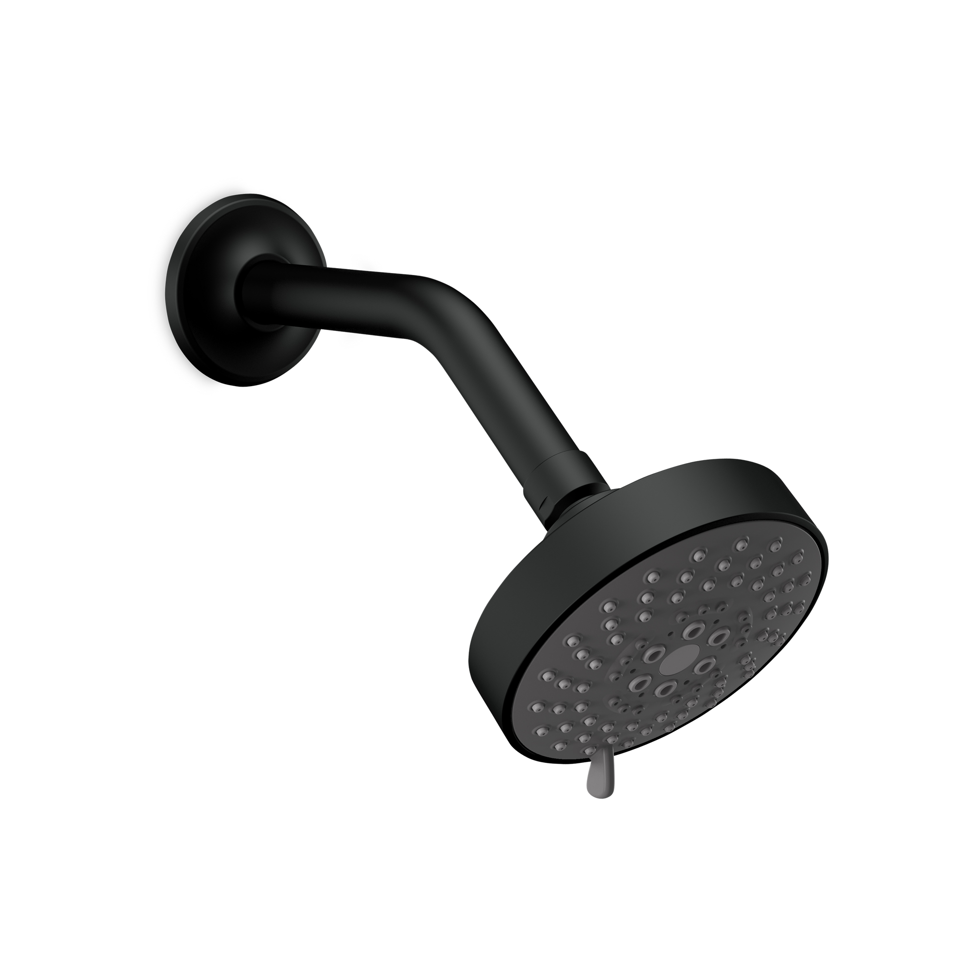 The Pique Shower Head with arm and flange is an elegant shower fixture with a modern twist.