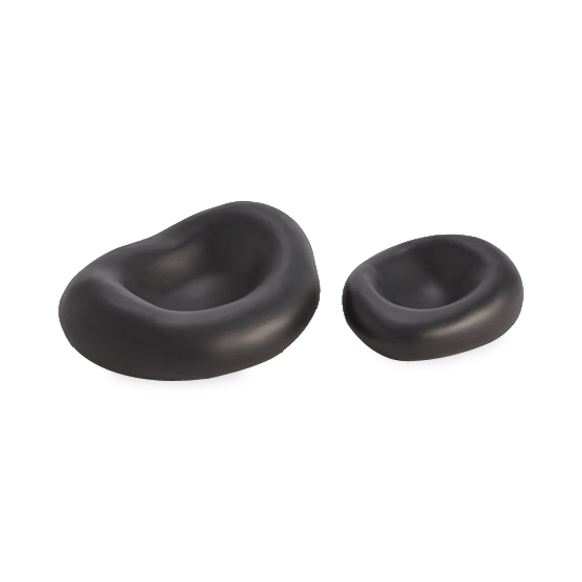 Crafted in Italy, these organic shaped ceramic bowls have a matte black finish and available in two sizes.