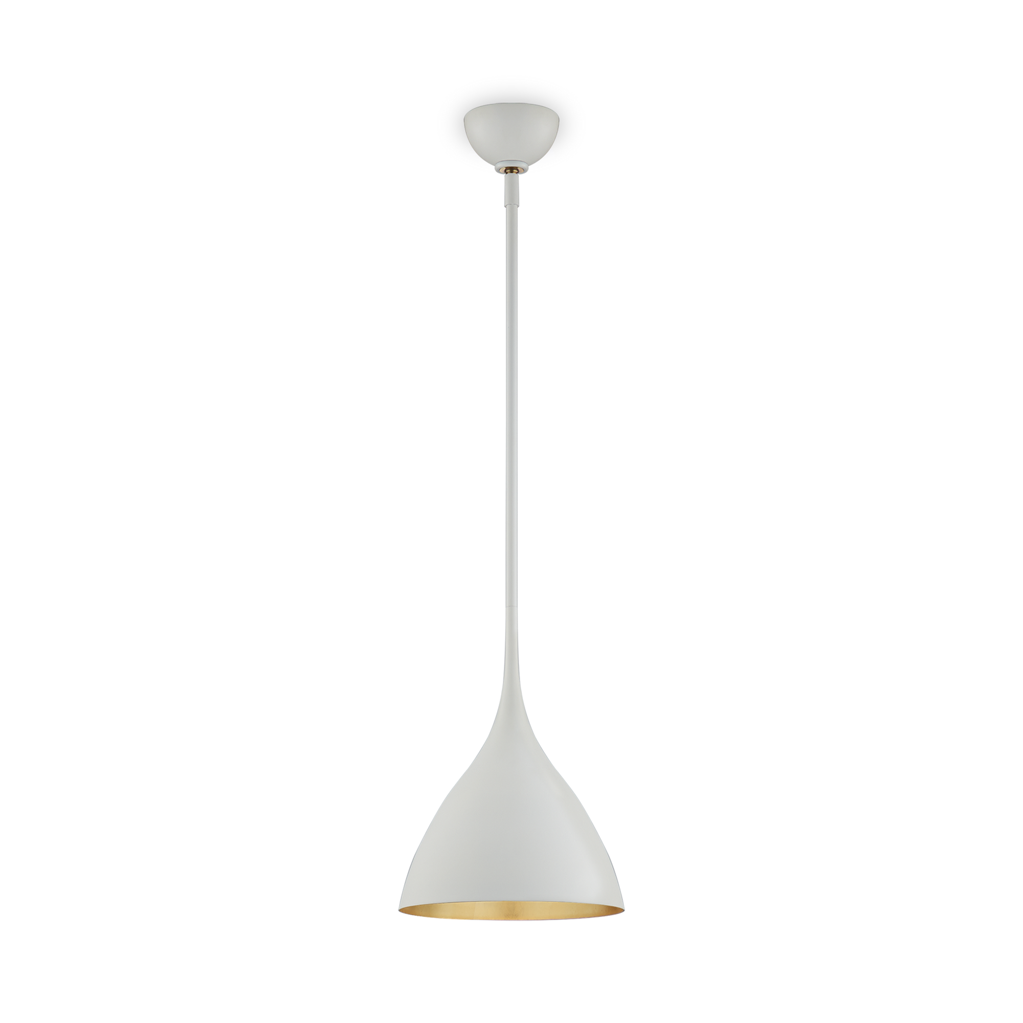 A matte white outer shade combined with a gilded gold interior and a graceful curved shape make the Agnes ceiling light a beautiful addition to any room.