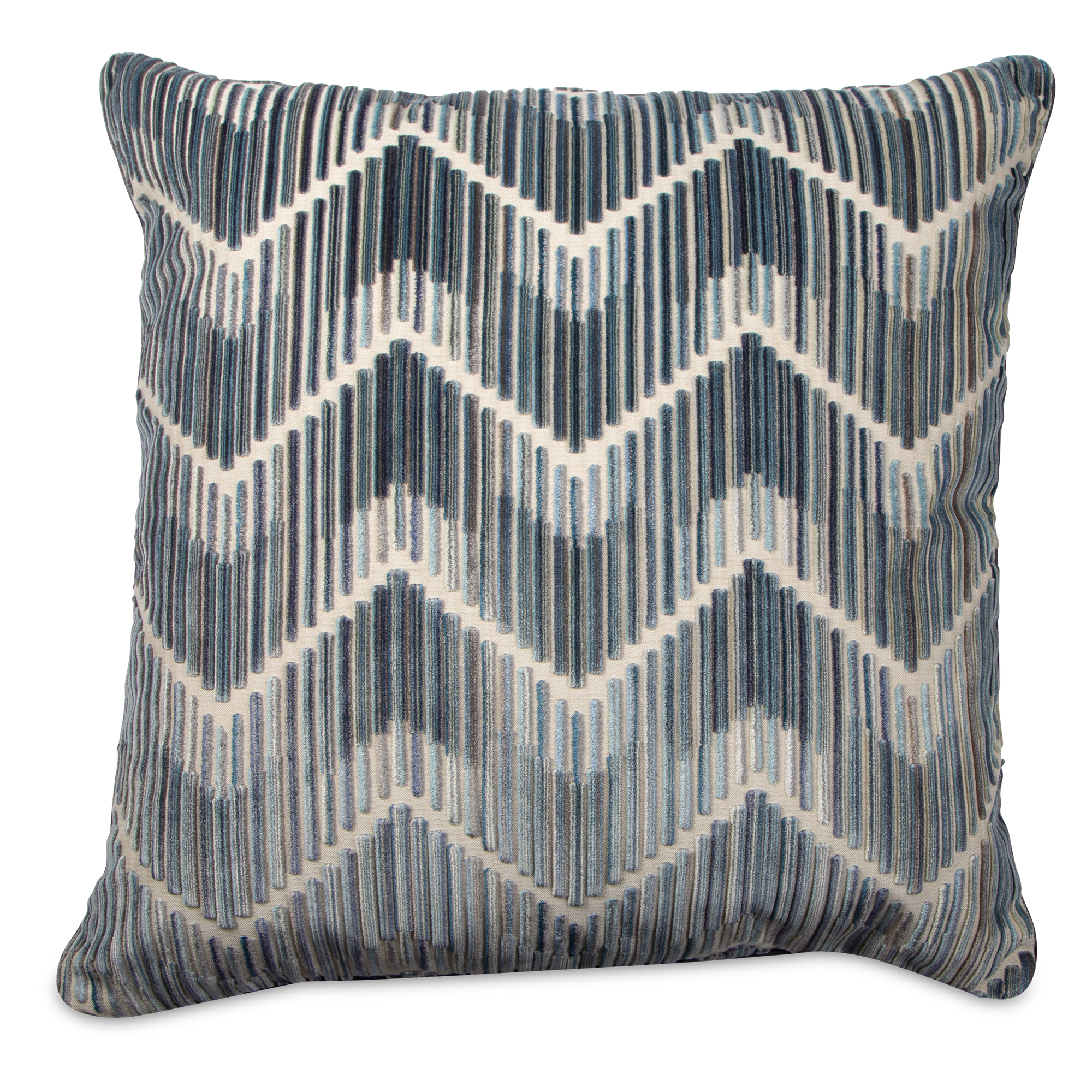 The Velvet Zigzag Pillow features a flame stitch pattern in luxury velvet.