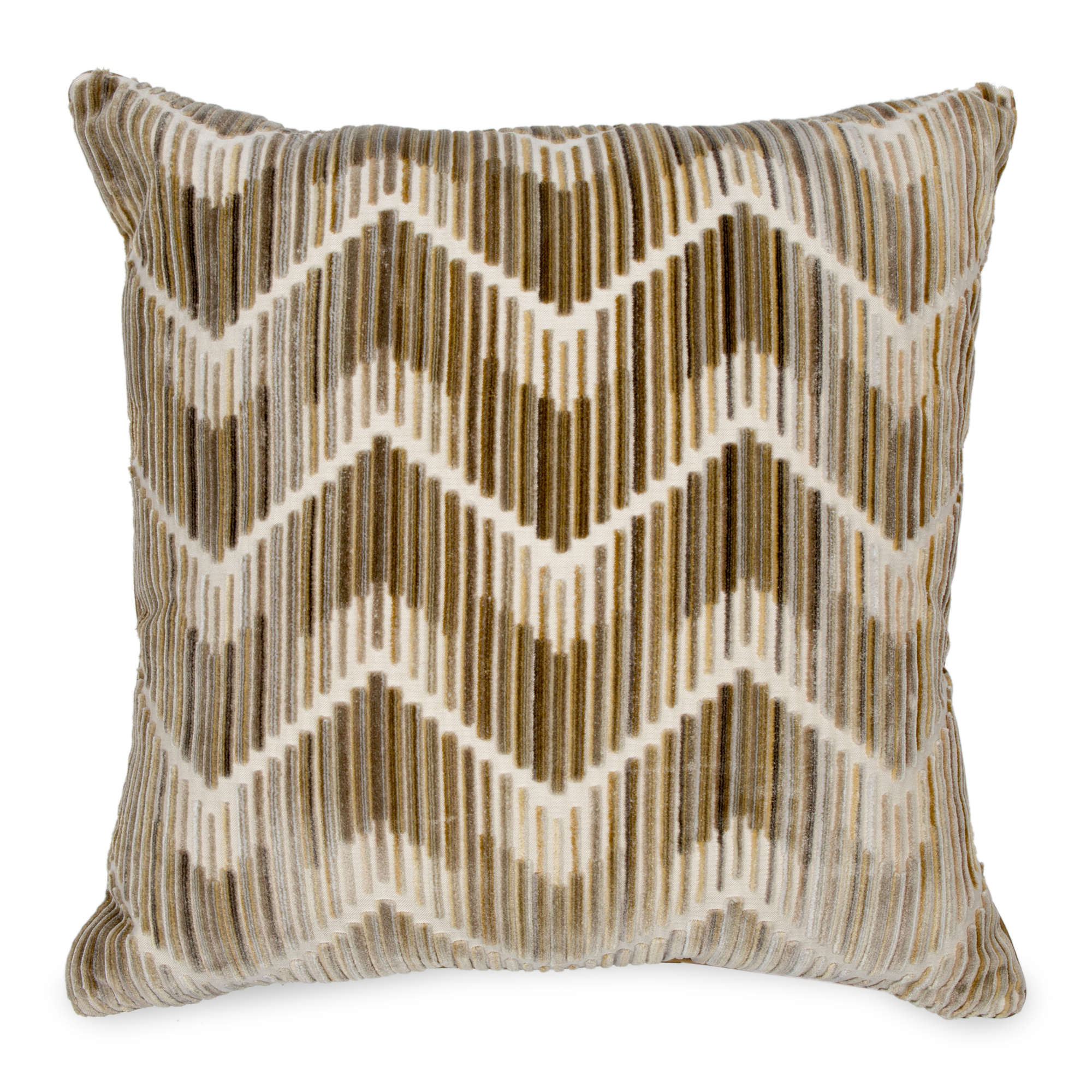 The Velvet Zigzag Pillow features a flame stitch pattern in luxury velvet.