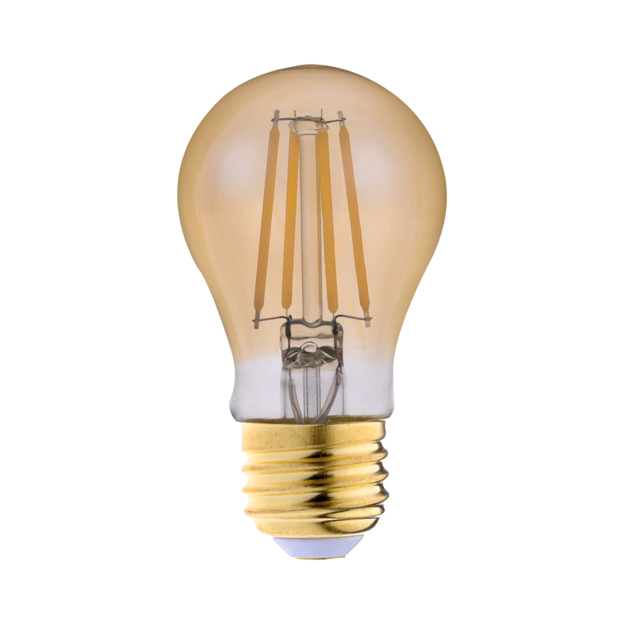 The Amber Type A LED Bulb has a body with an amber coating to produce a bright, amicable glow.