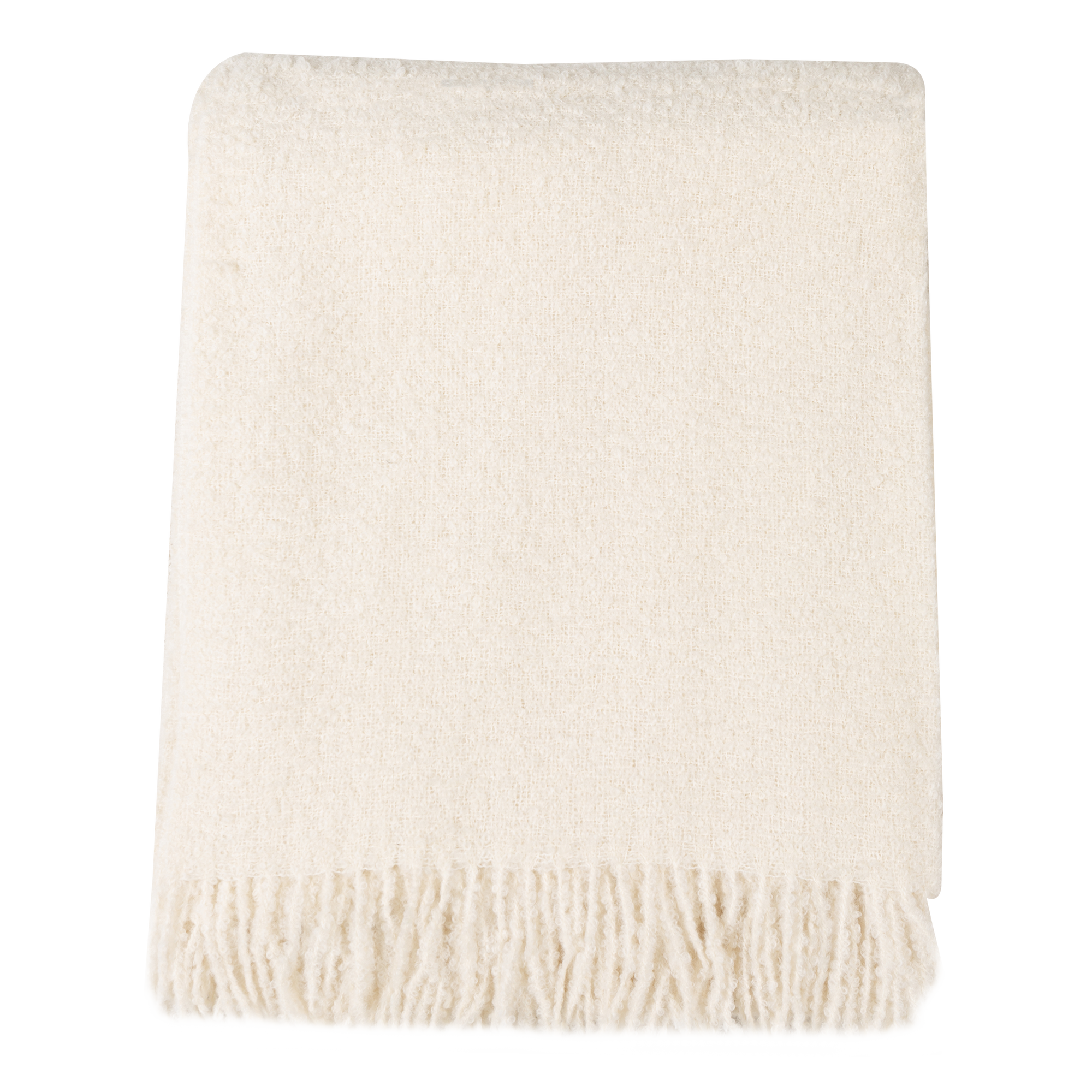 The Alpaca Boucle Throw features a soft and light mix of alpaca fleece and silk woven into a fine boucle.