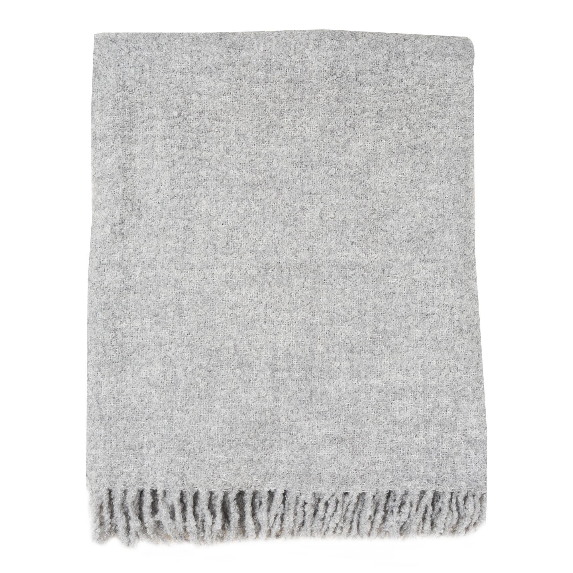 The Alpaca Boucle Throw features a soft and light mix of alpaca fleece and silk woven into a fine boucle.